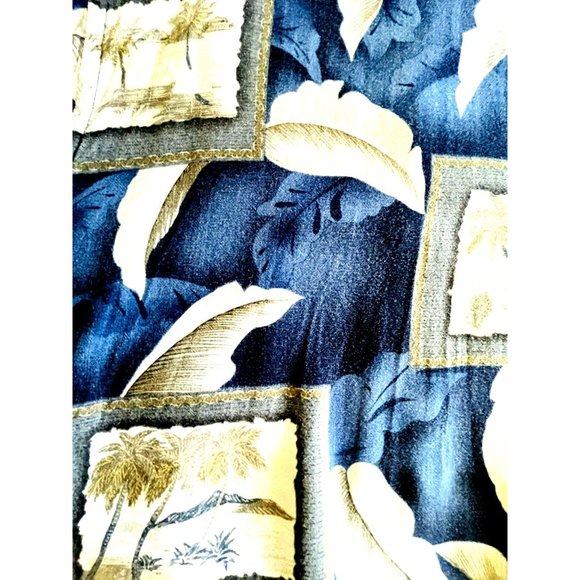 The Foundry Supply  Co Shirt Hawaiian Aloha Style 3XLT Button Front Big Men Blue - Picture 4 of 6